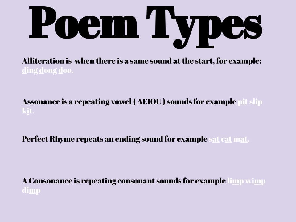 Poem Types – Kaysorn @ Panmure Bridge School